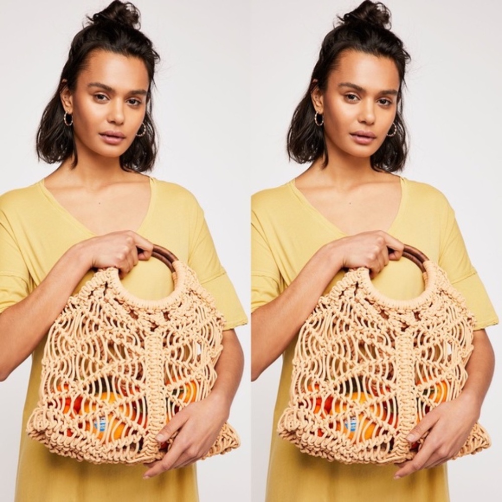 Free People Esmeralda Macrame Woven Tote Bag